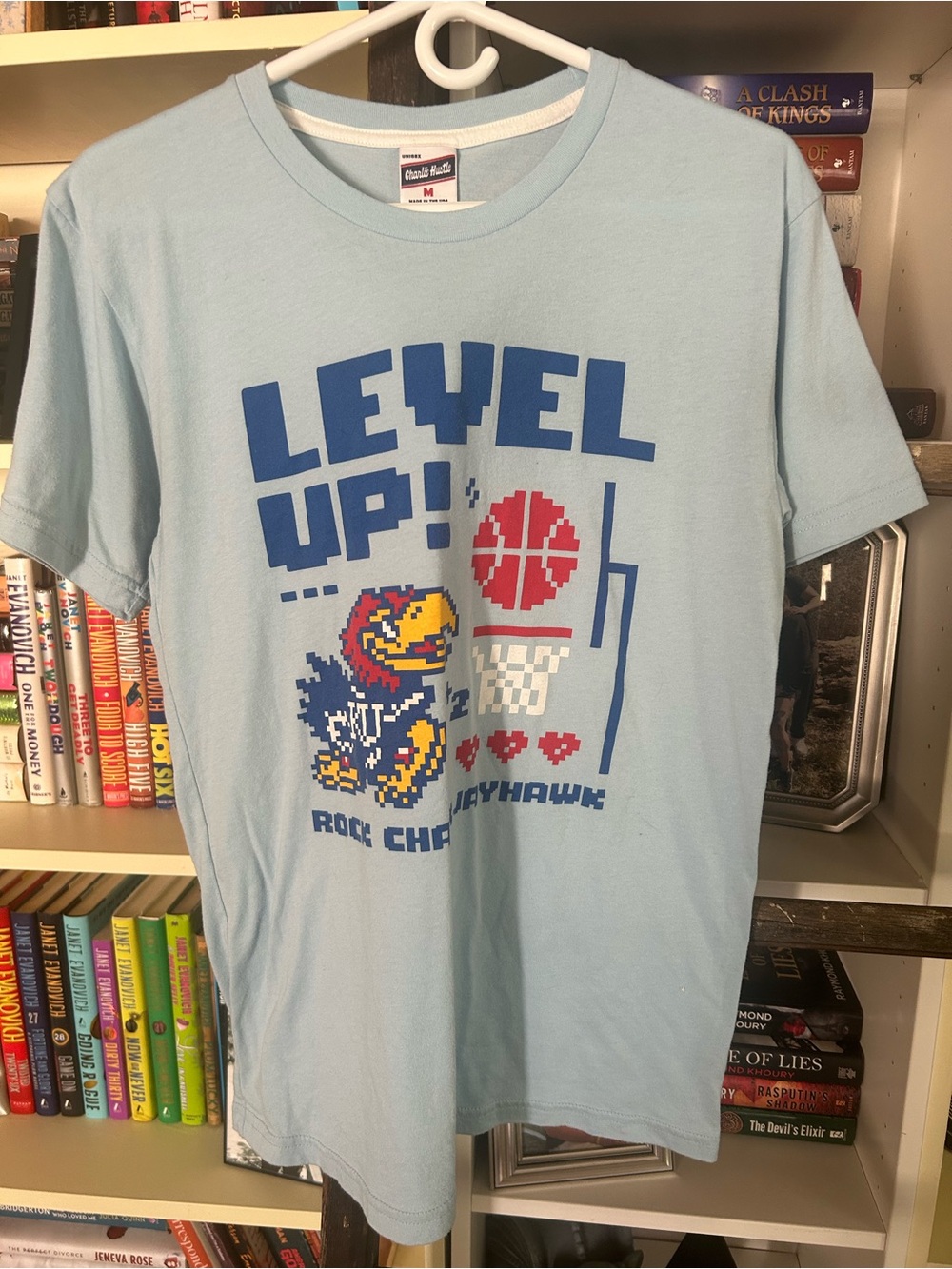 Level Up Jayhawk Graphic Tee — Light Blue